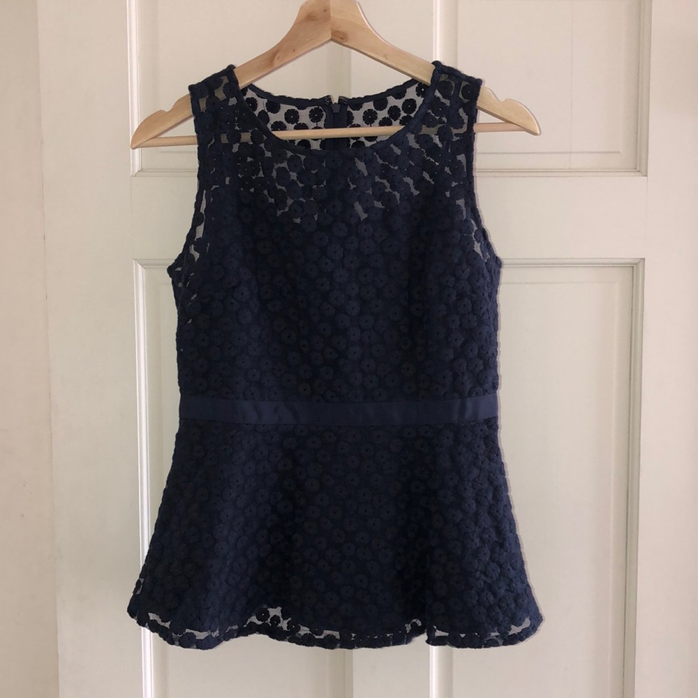 Banana Republic Lace Peplum Top in Navy // Sz 2